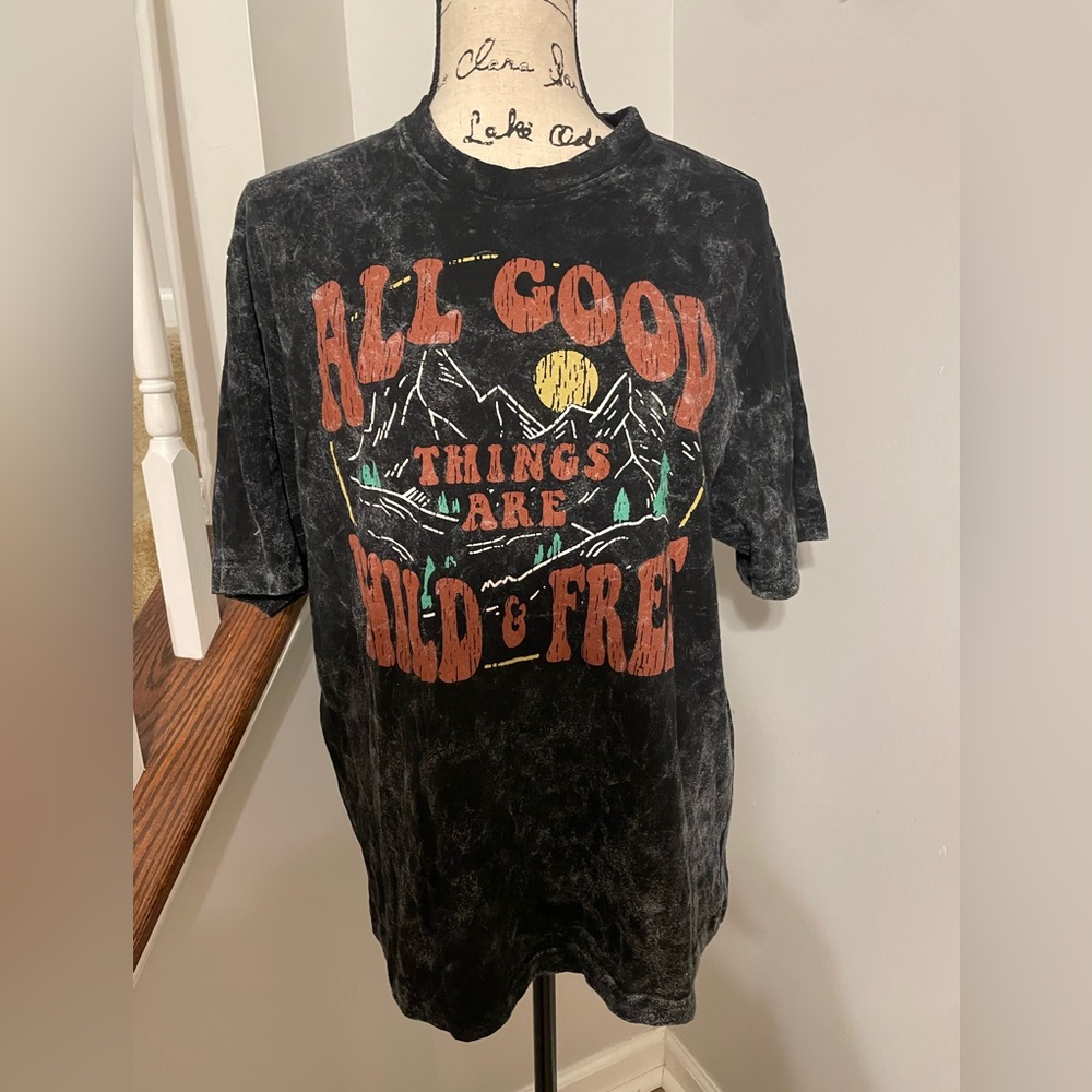 Preston & James Shirt Concert Tee Wild and Free 1X Oversized Fit